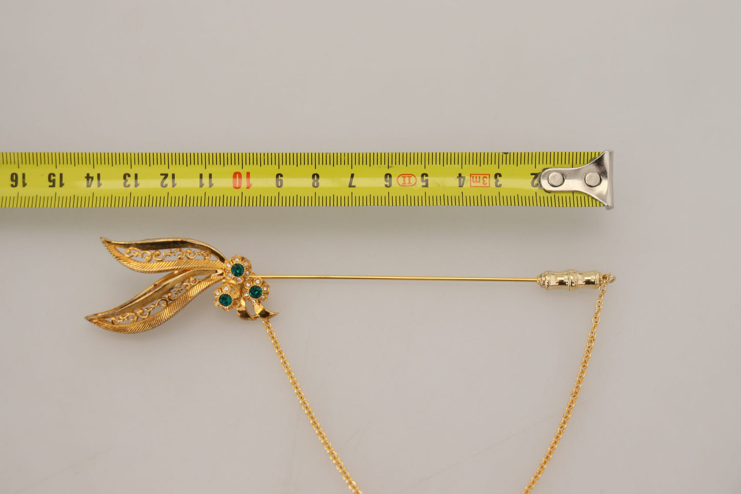Dolce & Gabbana Gold Tone 925 Spilla a catena in cristallo in argento sterling
