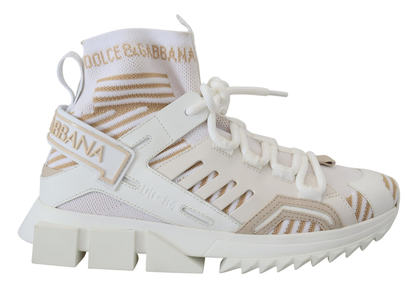 Dolce & Gabbana White Beige Sorrento Sneakers Scarpe