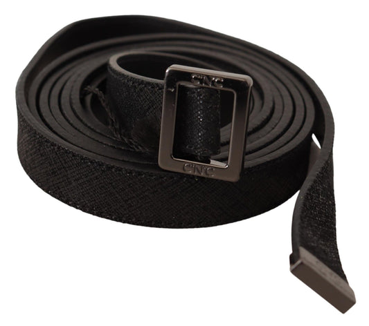 Costume National Black Leather Metal Backle Belt Belt