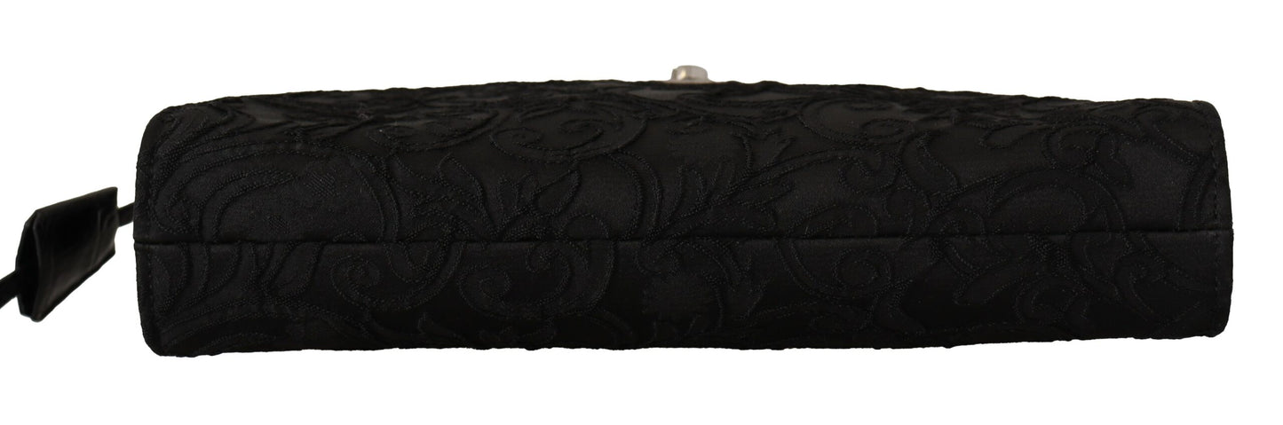 Dolce & Gabbana Black Jacquard Leather Document Document Baggin