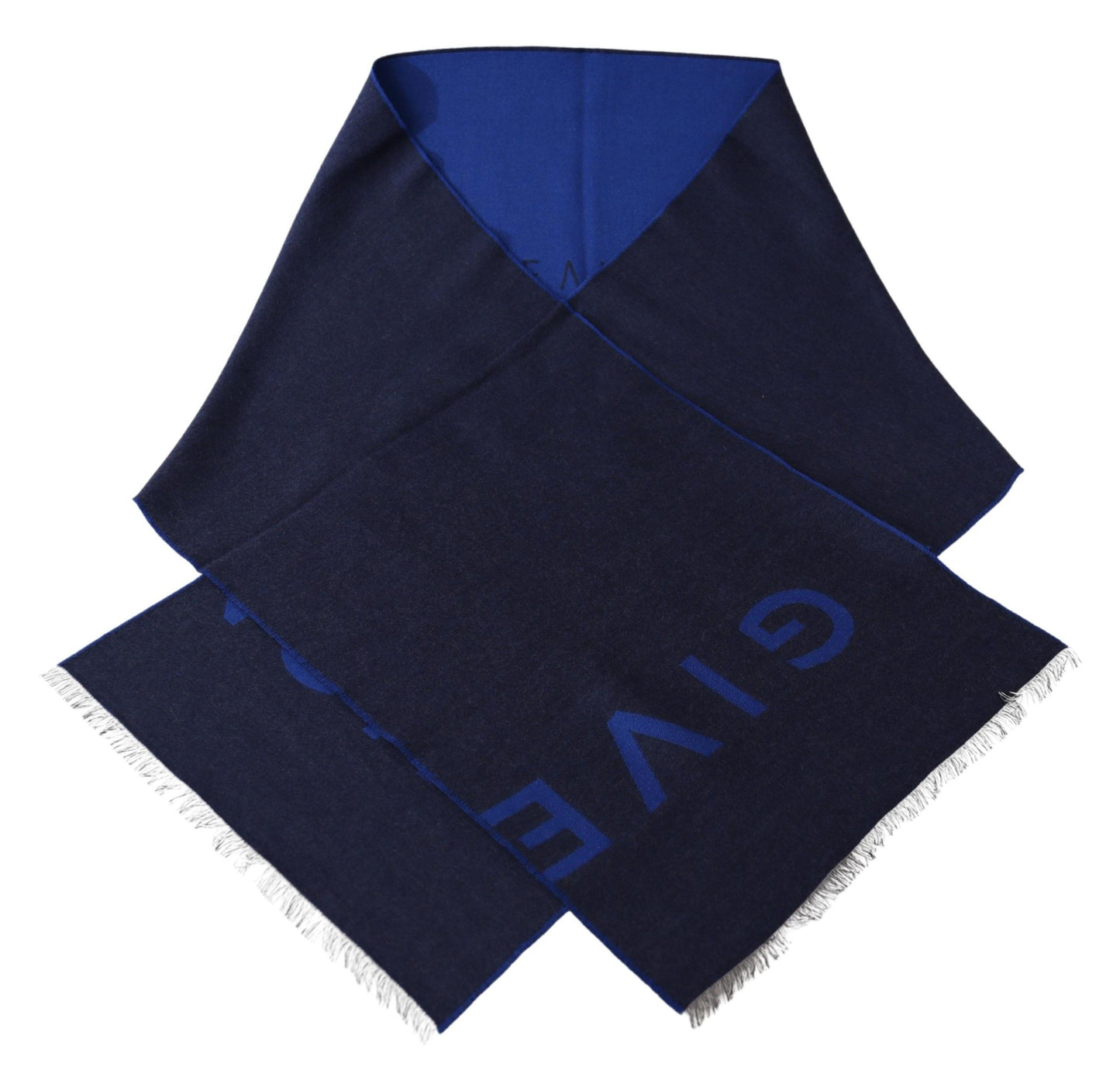 Givenchy Blue Wolle Unisex Winter warmer Schal Wickelschal