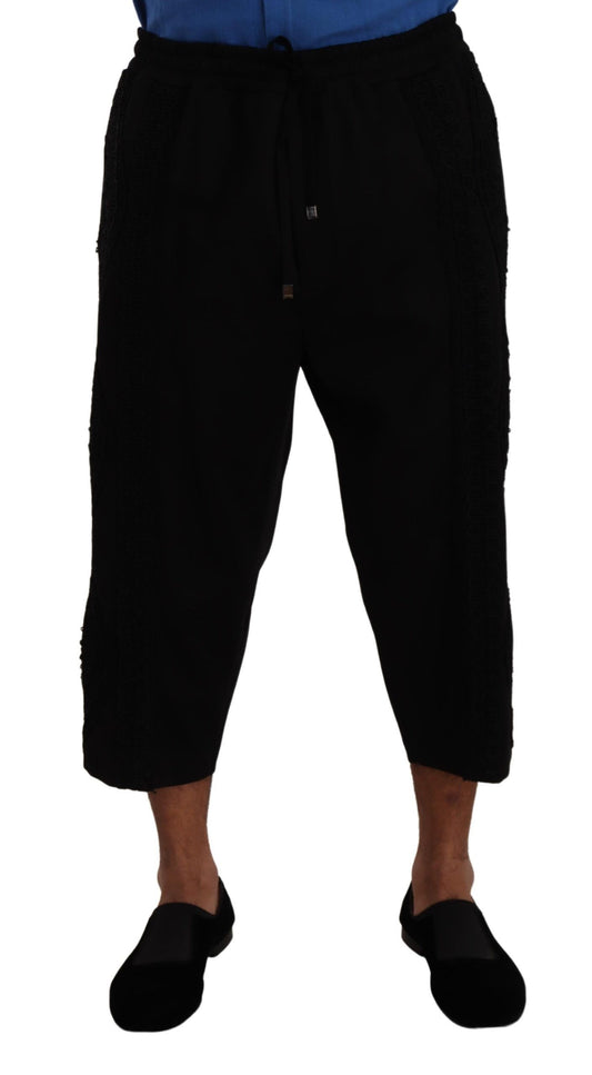 Dolce & Gabbana Black Cotton Torero Pantalons de survêtement