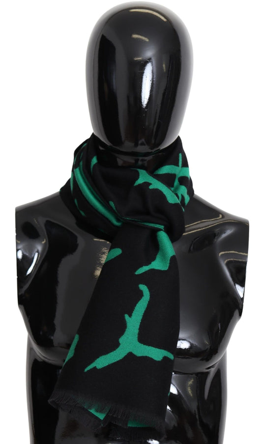 Givenchy Black Green Wolle Unisex Winter warmer Schal Wickelschal