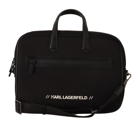 Karl Lagerfeld Black Nylon Laptop Crossbody Tasche