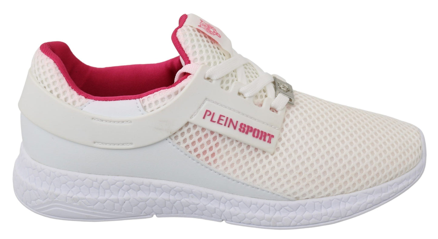 Philipp Plein White Rose Polyester Becky Sneakers Chaussures