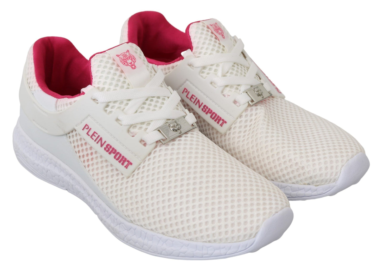 Philipp Plein White Pink Polyester Becky Sneakers Schuhe