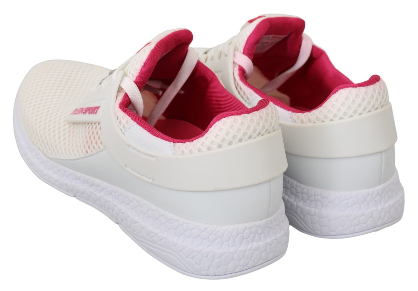 Philipp Plein White Pink Polyester Becky Sneakers Schuhe