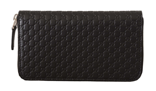 Gucci Black Wallet Microguccissima Leder Reißverschluss Brieftasche