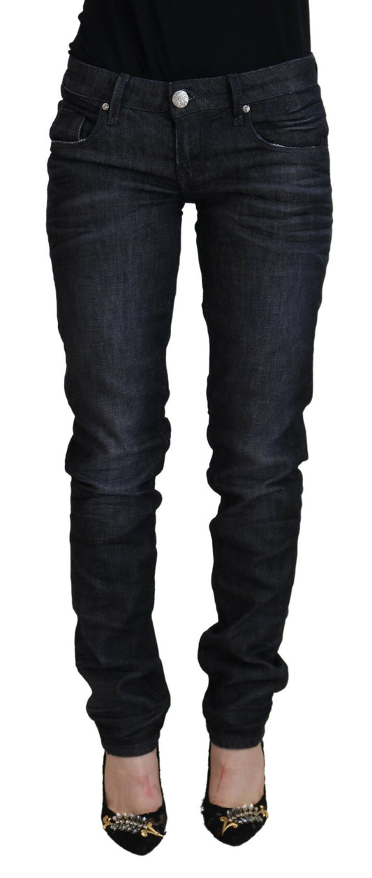 Acht schwarze Baumwolle niedrige Taille schlanke Fit Women Casual Jeans Jeans