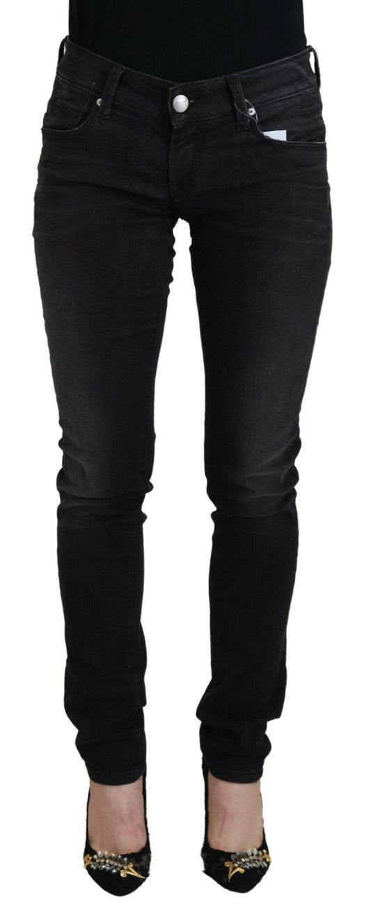 Acht schwarze Baumwolle niedrige Taille schlanke Fit Women Casual Jeans Jeans