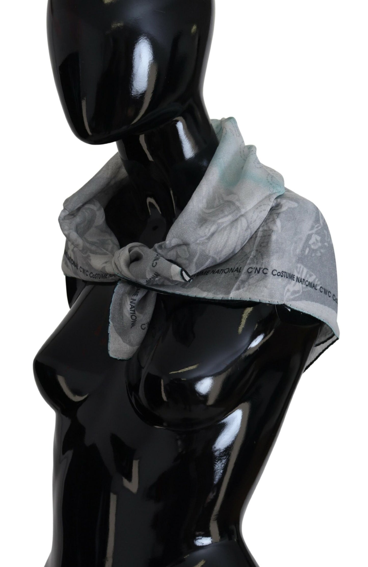Costume National Grey Print Châle Foulard Scarf de marque