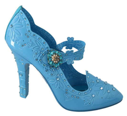 Dolce & Gabbana Blue Floral Crystal Cendrillon Talons chaussures