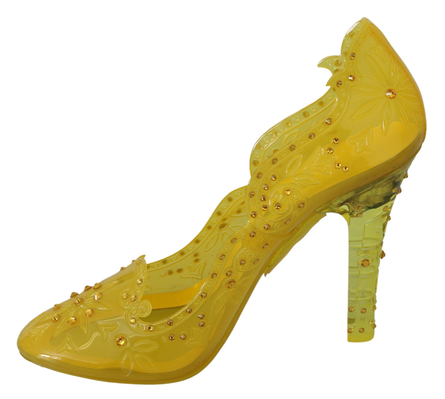 Dolce & Gabbana gelbe Blumenkristall Cinderella Heels Schuhe