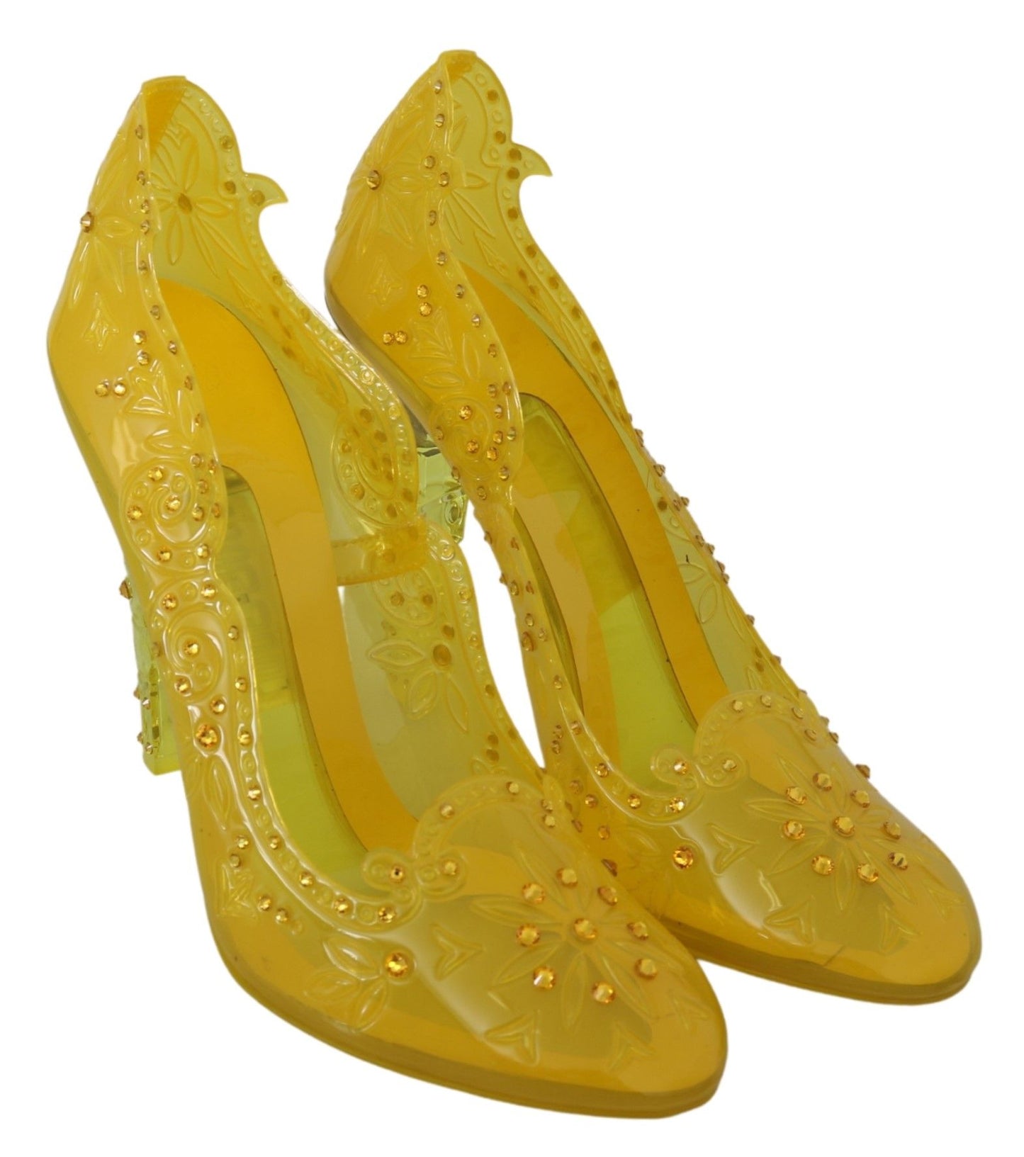 Dolce & Gabbana gelbe Blumenkristall Cinderella Heels Schuhe