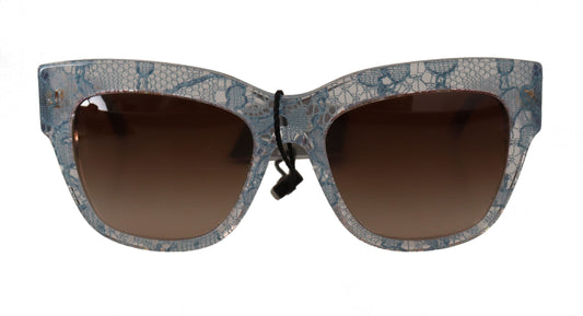 Dolce & Gabbana Blue en dentelle acétate Recangle des lunettes de soleil