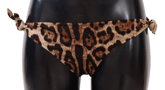 Dolce & Gabbana Bikini Bottom Brown Leopard Print Swimswear