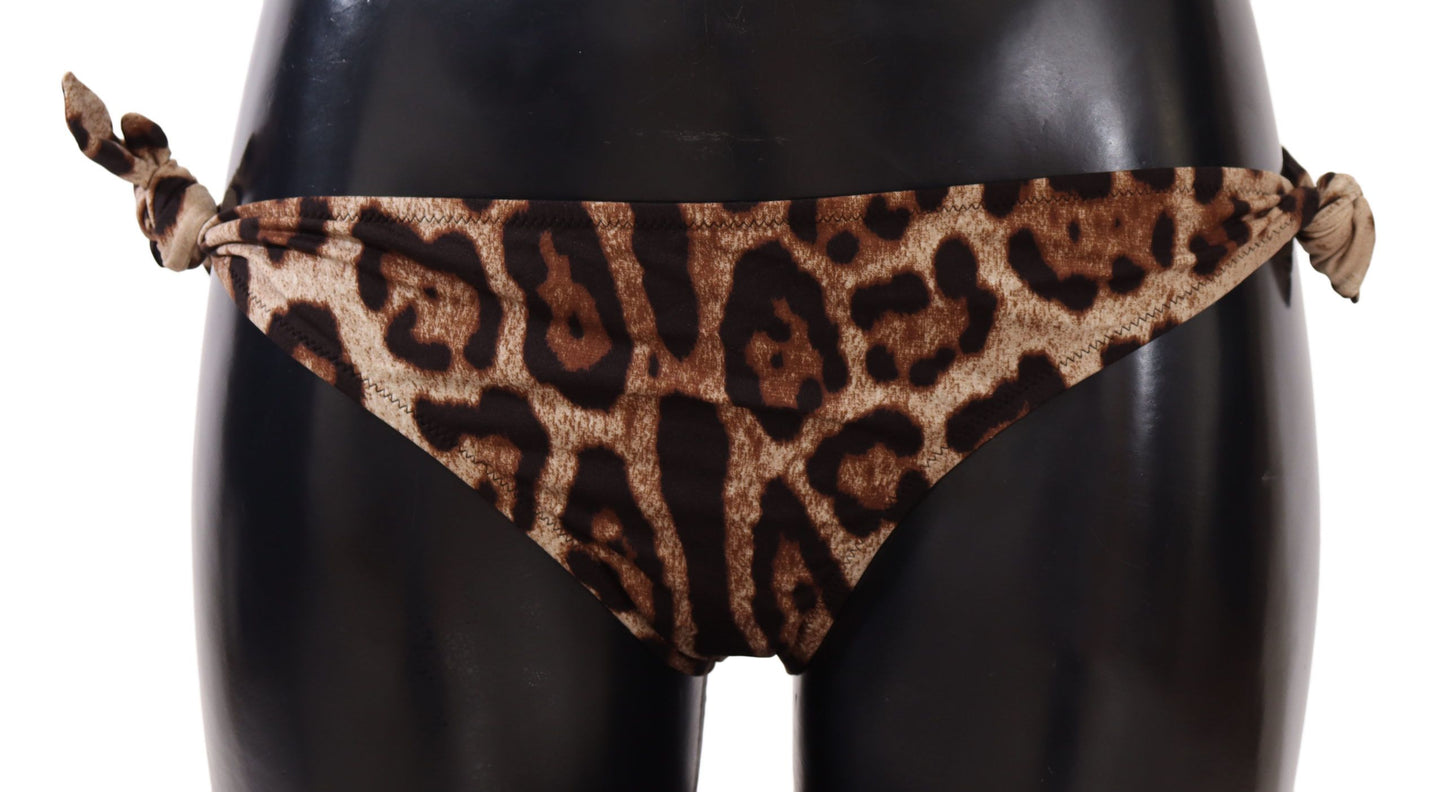 Dolce & Gabbana Bikini Bottom Brown Leopard Print Badeanzug Badebekleidung
