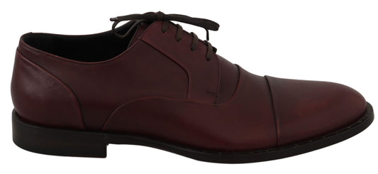 Dolce & Gabbana Red Bordeaux Leather Derby Forby Formal