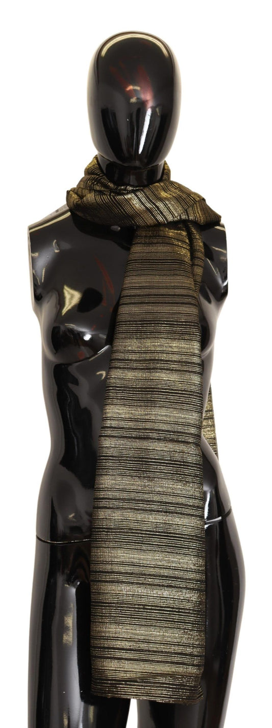 Dolce & Gabbana Metallic Gold Silk Stretch Schal -Wrap -Schal