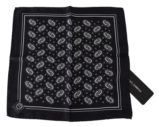 Dolce & Gabbana Black à motif carré écharpe à la soie