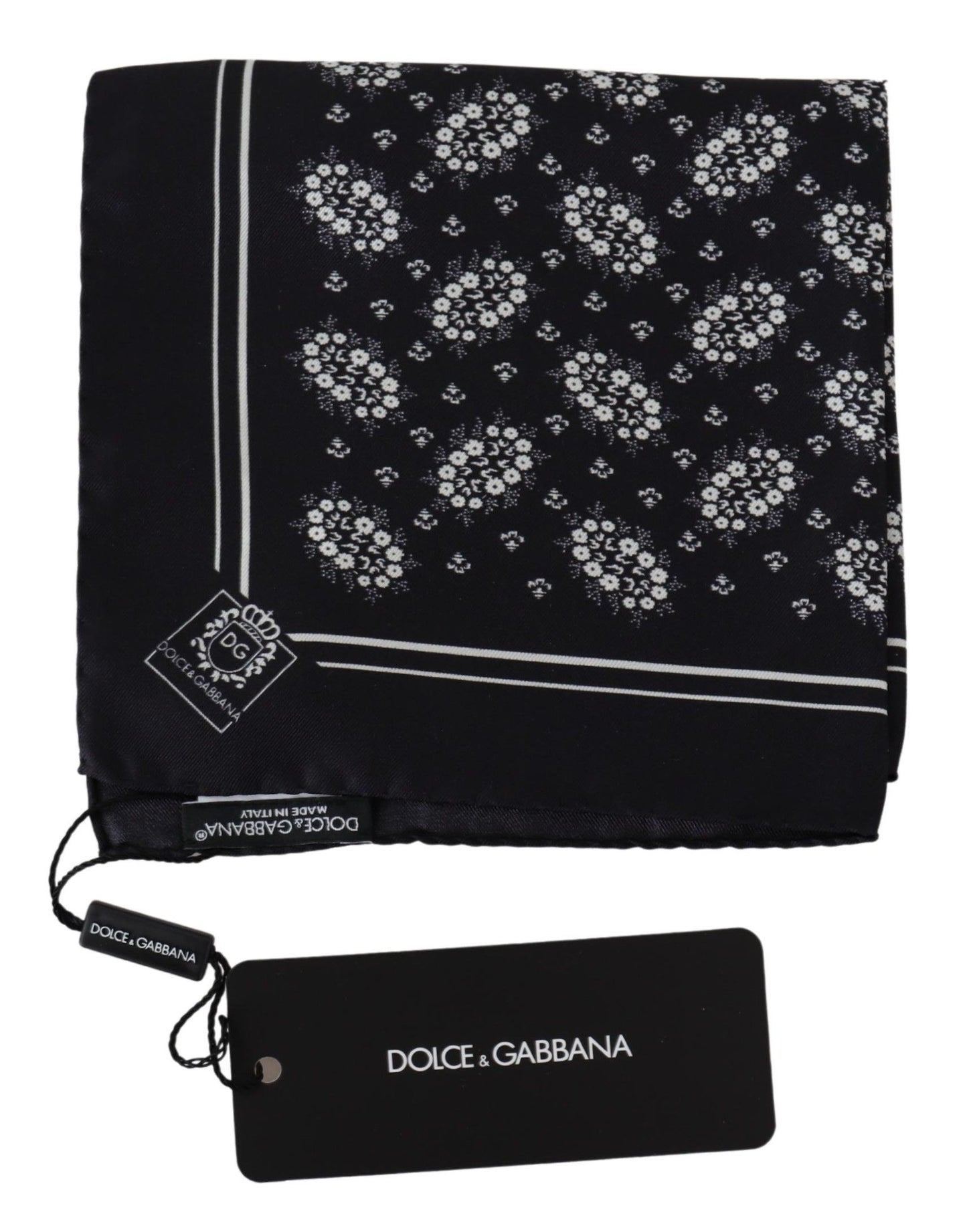 Dolce & Gabbana Black à motif carré écharpe à la soie