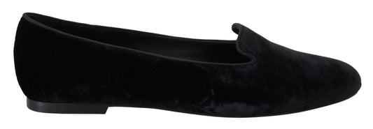 Dolce & Gabbana Black Velvet Slip ONS LOAFERS FLATS CHAUSS