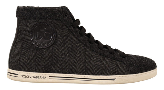 Dolce & Gabbana Grey Wolle Baumwolle Casual High Top Sneakers