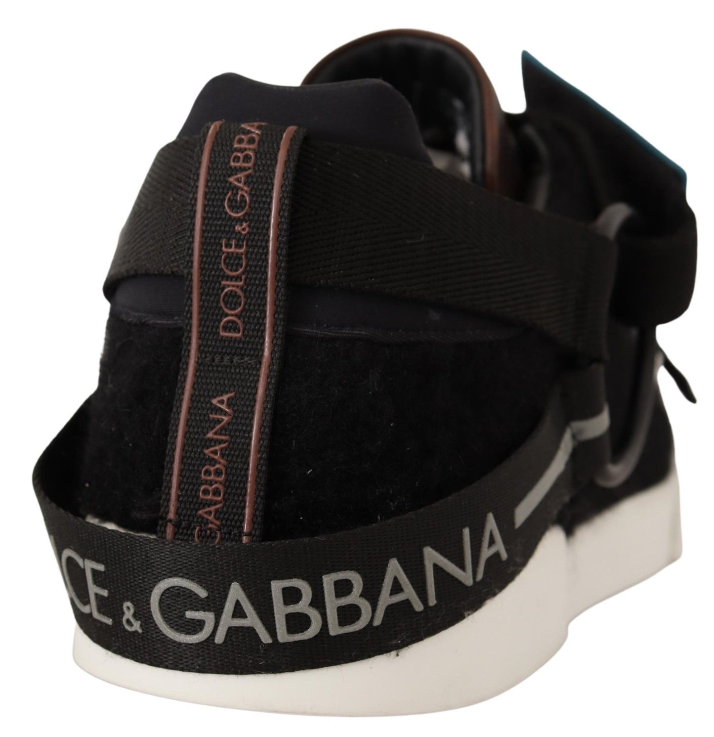 Dolce & Gabbana en cuir marron noir Sneakers de shearling