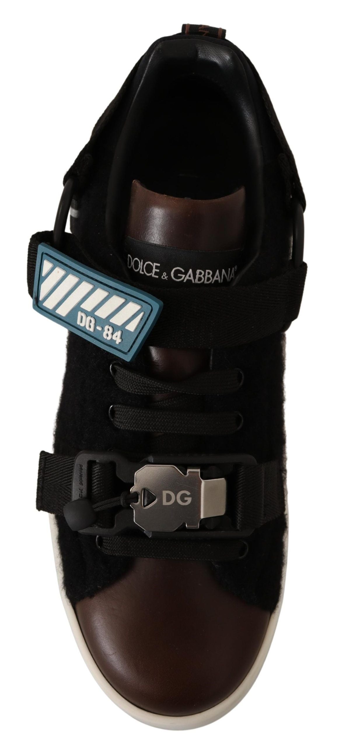 Dolce & Gabbana Brown Leder Black Shearling Sneakers
