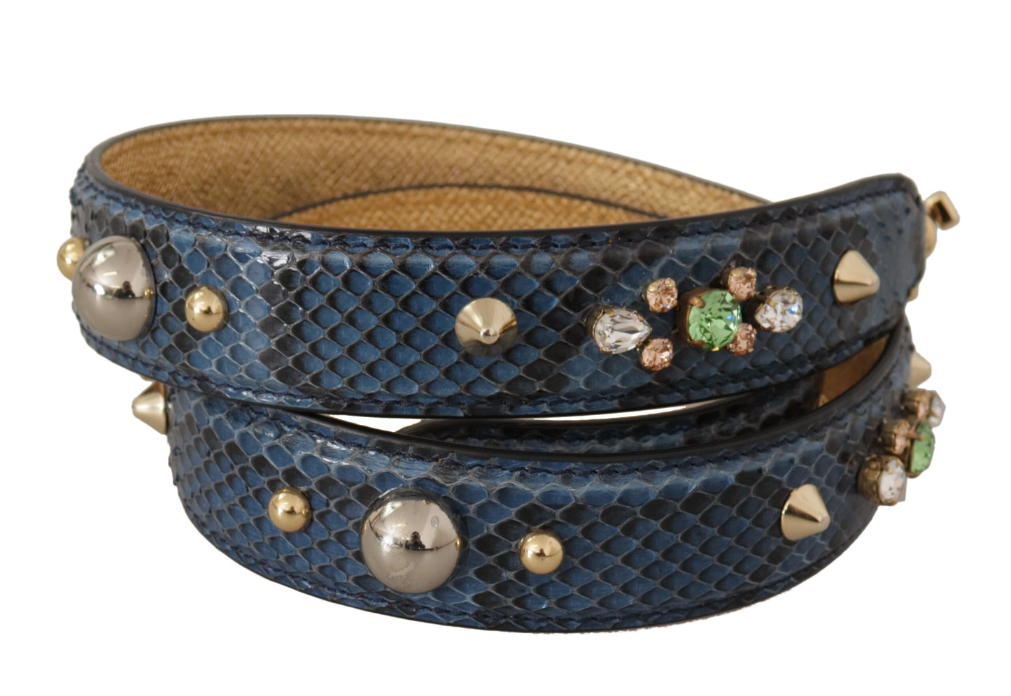 Dolce & Gabbana Blue exotique Crystals en cuir cristaux