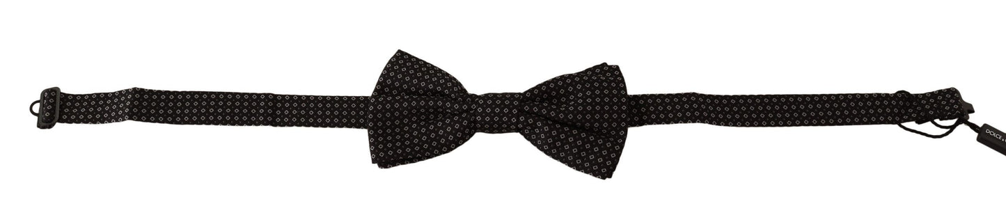 Dolce & Gabbana Elegant Black Patterned Silk Bow Tie