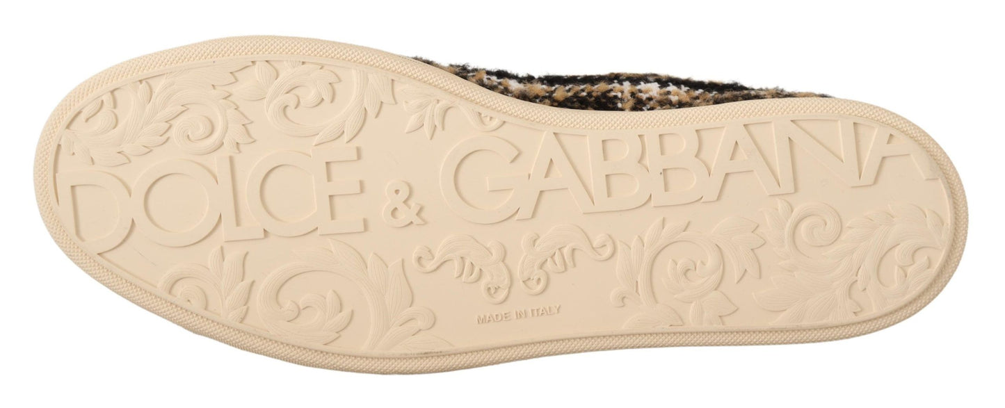 Dolce & Gabbana Beige Brown Lana Brown Cotton High Top Sneaker