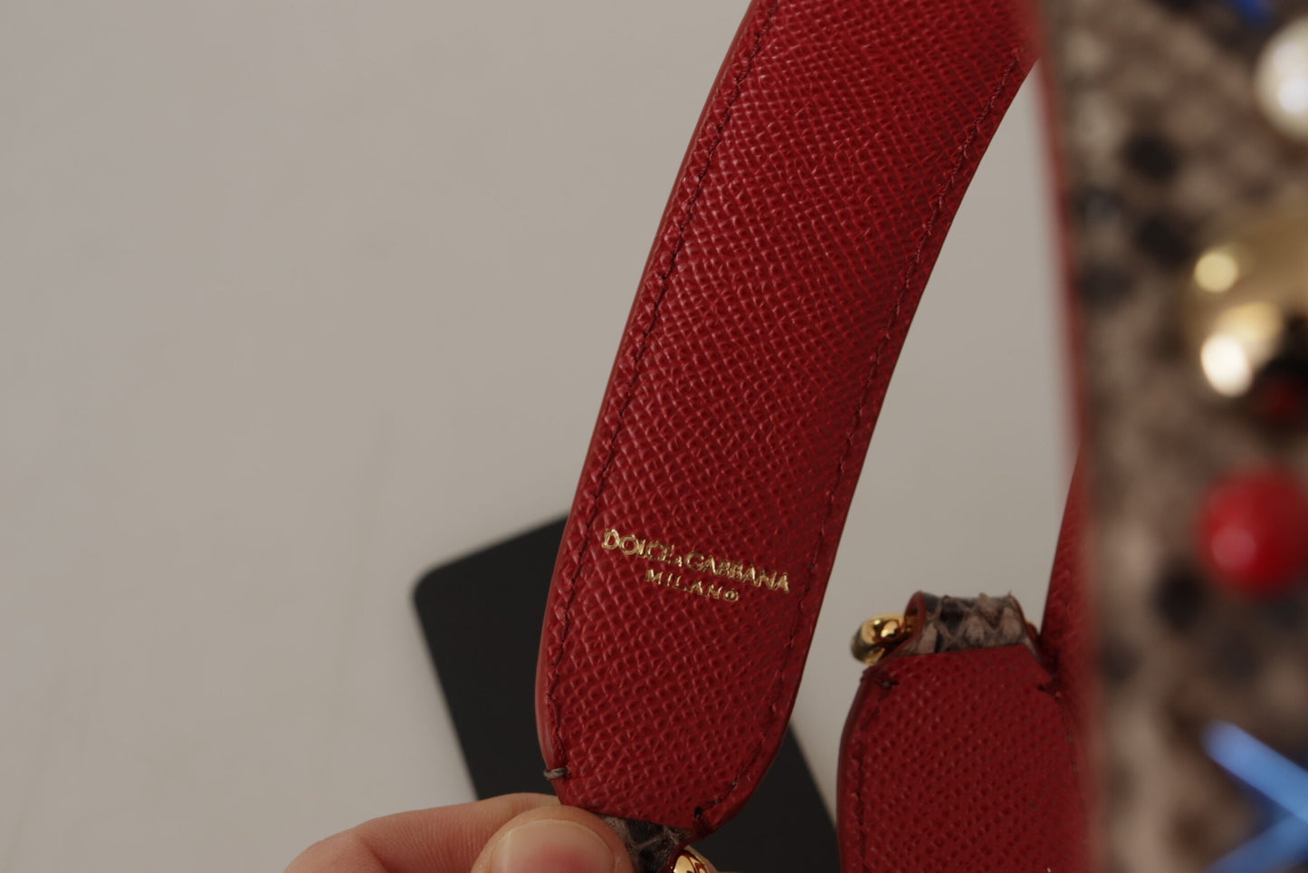 Dolce & Gabbana Brown Python Leder mit Schultergurt besetzt