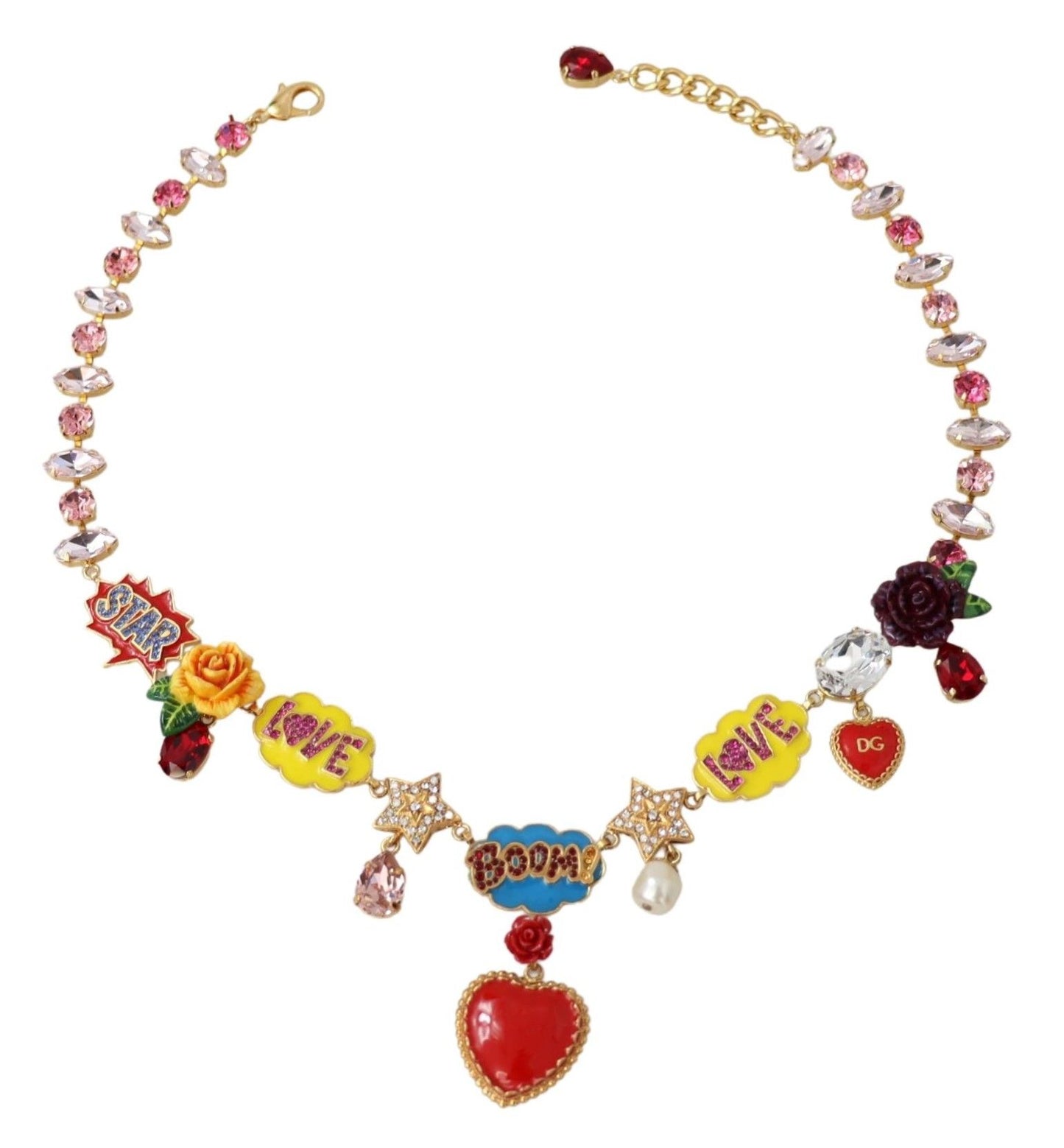 Dolce & Gabbana Gold Cartoon Love Star Boom Crystals Chain Collier
