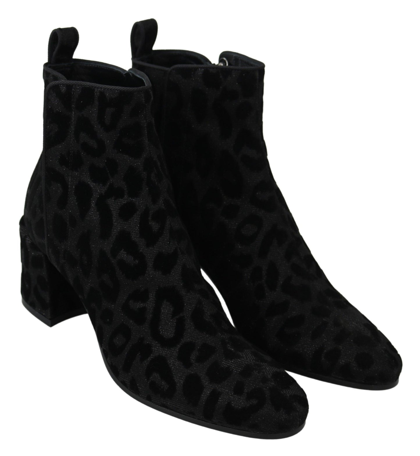 Dolce & Gabbana Black Leopard Short Stiefel Reißverschlussschuhe