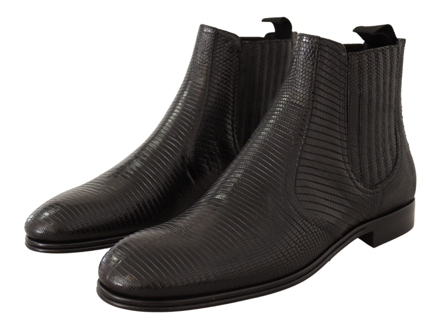 Stivali per lucertola in pelle nera Dolce & Gabbana