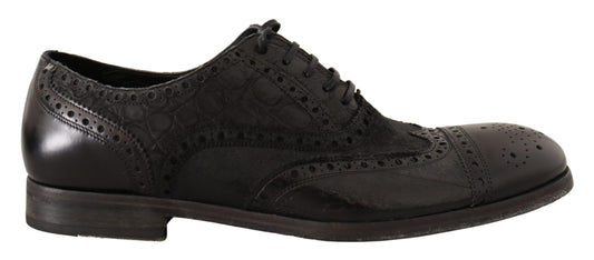 Dolce & Gabbana schwarzer Leder Brogue Flügel Tipp Männer formelle Schuhe