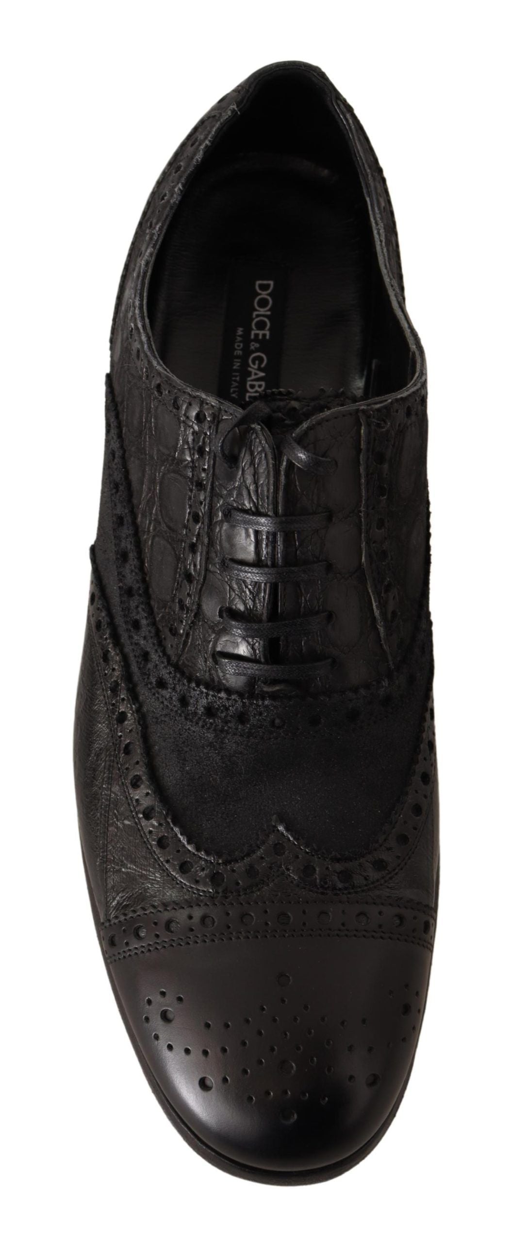 Dolce & Gabbana in pelle nera Brogue Wing Suggerimenti Scarpe formali