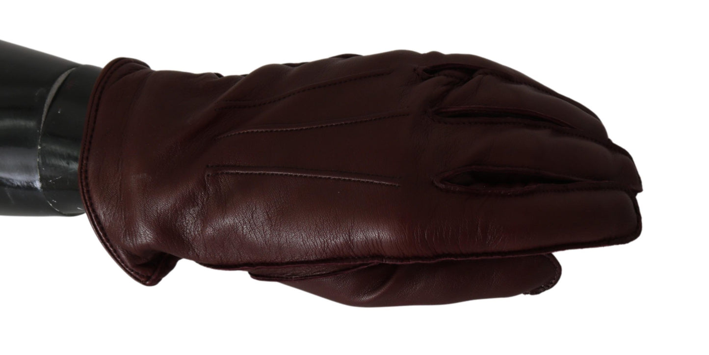 Dolce & Gabbana Maroon Lunghezza guanti di pelle guanti