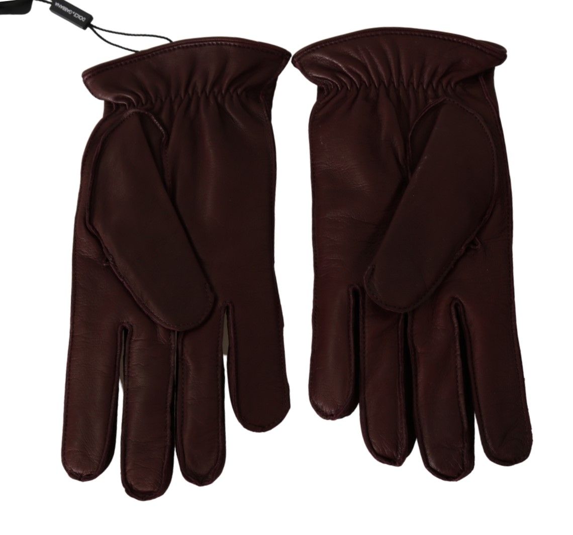 Dolce & Gabbana Maroon Lunghezza guanti di pelle guanti