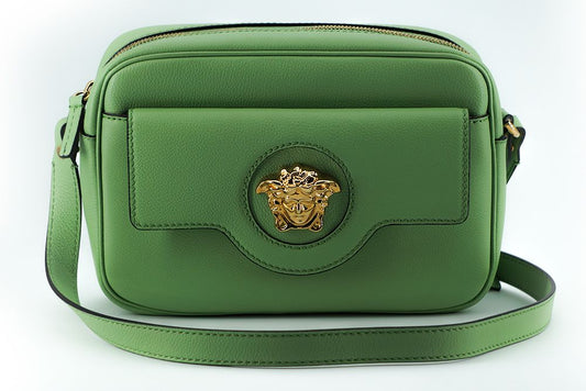 Versace Mint Green Calb Leder -Kamera -Umhängetasche