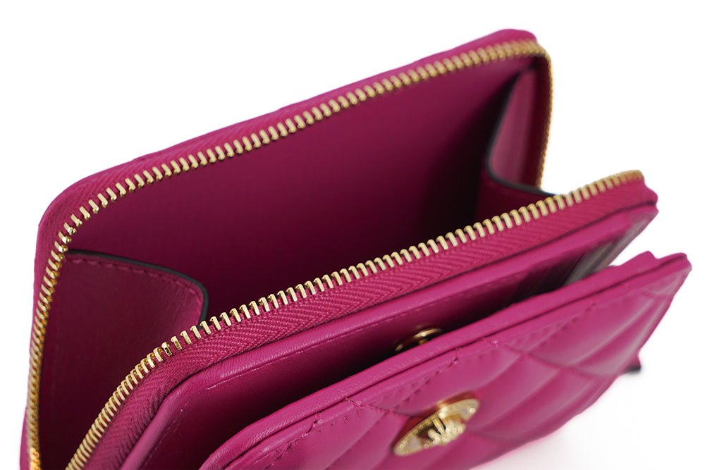 Versace Purple Nappa Leder Bifold Reißverschluss um Brieftasche