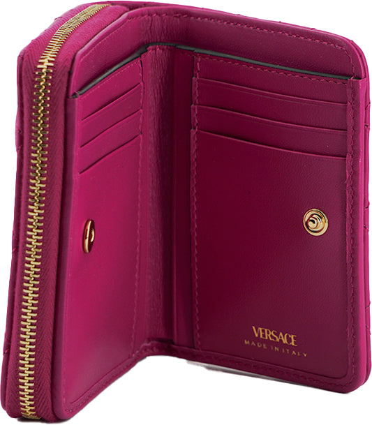 Versace Purple Nappa in pelle bifold zip atto di portafoglio