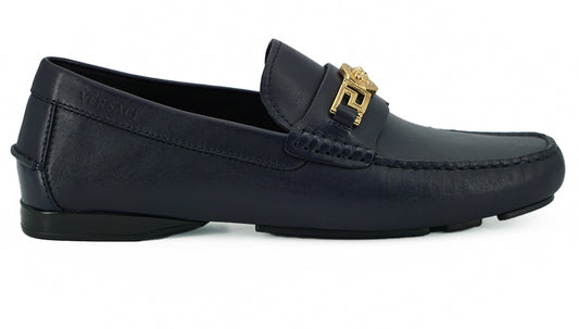 Versace Navy Blue Calf en cuir Chaussures