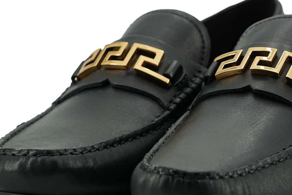 Versace Black Calf en cuir Logs Chaussures