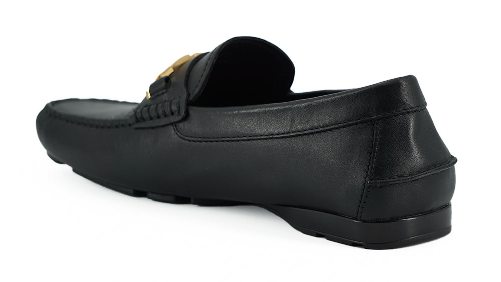 Versace Schwarzkalbleder -Ladungsschuhe Schuhe