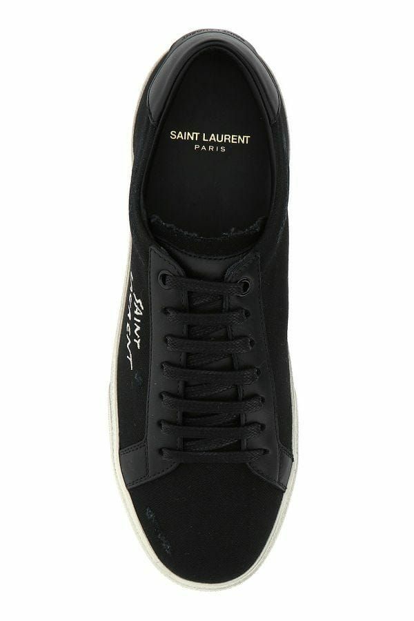 Saint Laurent Black Canvas & Leder Low Top Sneakers