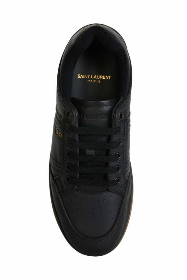 Saint Laurent schwarzes Kalb Leder Low Top Sneakers