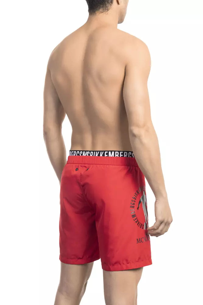 Bikkembergs de maillots de bain en polyester rouge