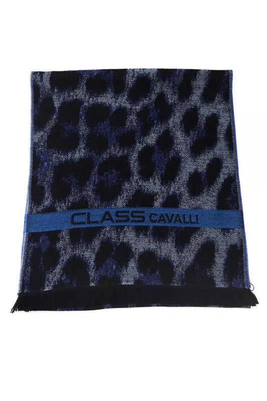 Cavalli Classe Blue Wool Scarf